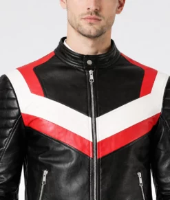 Holt Men's Black Biker Leather Jacket-Zoom