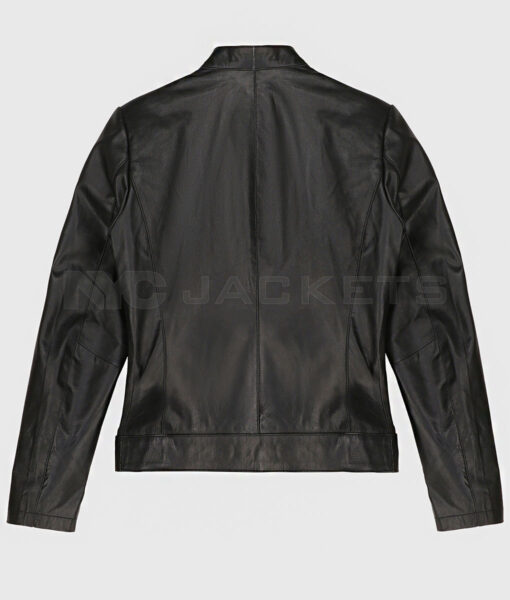 Isabel Women's Black Leather Biker Jacket - Black Leather Biker Jacket for Women - Back View