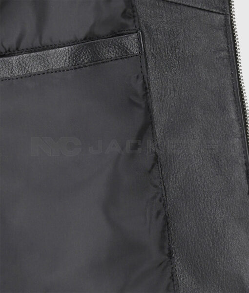 Isabel Women's Black Leather Biker Jacket - Black Leather Biker Jacket for Women - Lining View