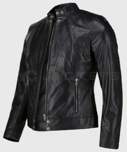 Isabel Women's Black Leather Biker Jacket - Black Leather Biker Jacket for Women - Side View