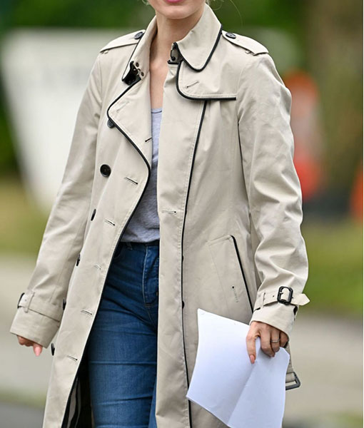 Jessica Chastain Beige Coton Coat