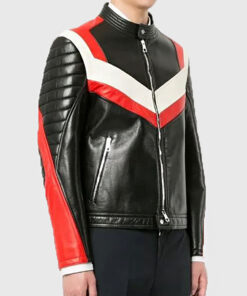 Lorenzeo Men's Black Biker Leather Jacket - Black Biker Leather Jacket for Men - Side View