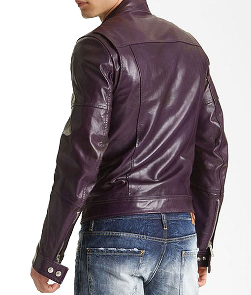 Mens Purple Casual Leather Jacket