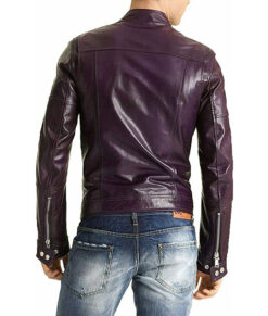 Mens Purple Casual Leather Jacket