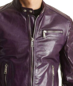 Mens Purple Casual Leather Jacket