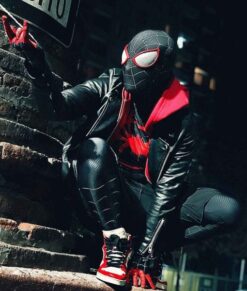Spider‑Man Miles Morales Black Leather Jacket