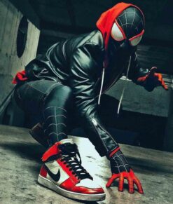 Spider‑Man Miles Morales Black Leather Jacket
