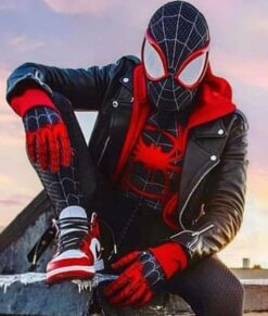 Spider‑Man Miles Morales Black Leather Jacket