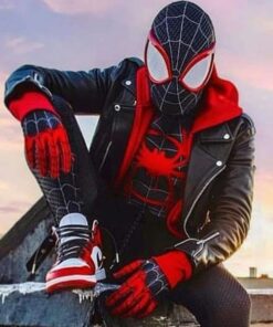 Spider‑Man Miles Morales Black Leather Jacket