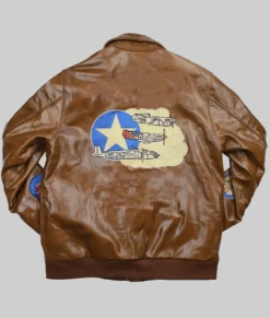 Air Force A2 Brown Leather Bomber Jacket-Back