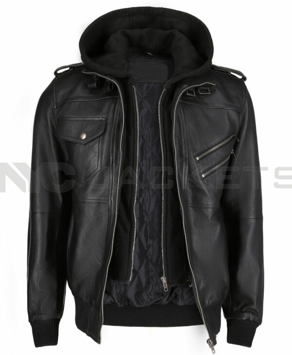 Christian Black Aviator Leather Jacket