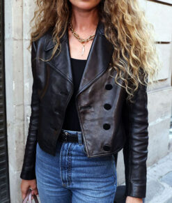 Doutzen Kroes Black Leatther Jacket