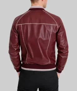 Holt Men's Red Varsity Leather Jacket-Back