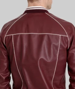 Holt Men's Red Varsity Leather Jacket-Back Zoom