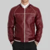 Holt Men's Red Varsity Leather Jacket-Front