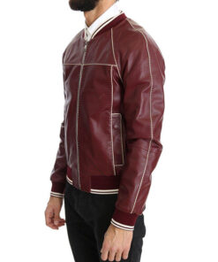 Men’s Stitched Maroon Leather Jacket
