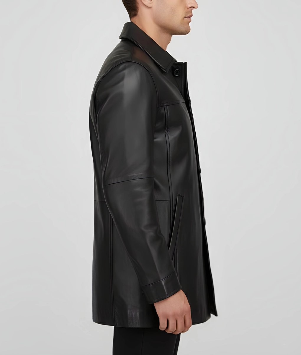 Paul Men's Black Leather Coat | Men's Black Leather Coat-2