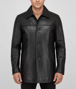 Paul Men's Black Leather Coat | Men's Black Leather Coat-4