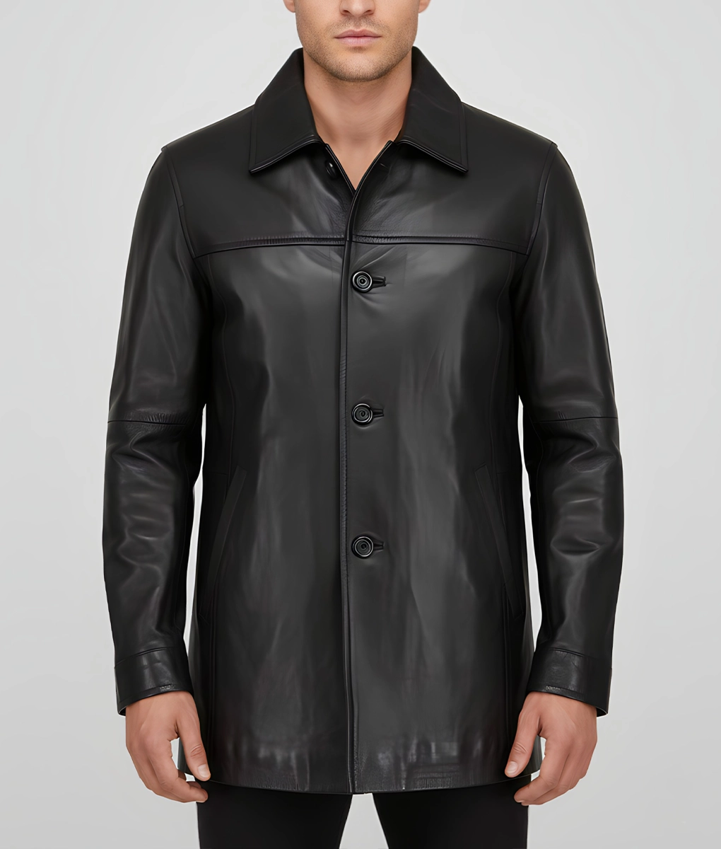Paul Men's Black Leather Coat | Men's Black Leather Coat-4