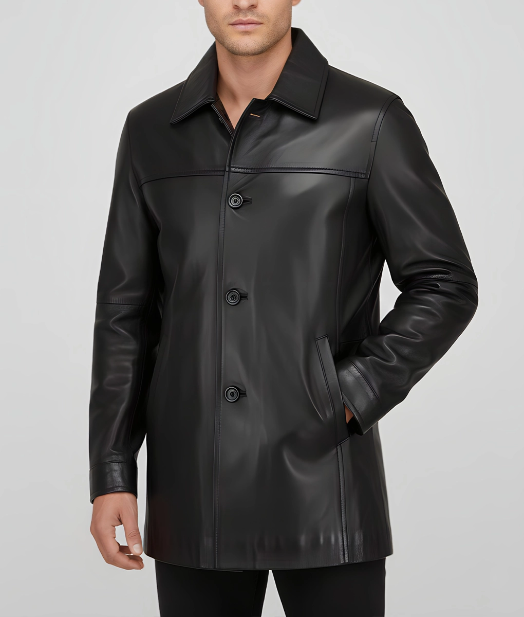 Paul Men's Black Leather Coat | Men's Black Leather Coat-5