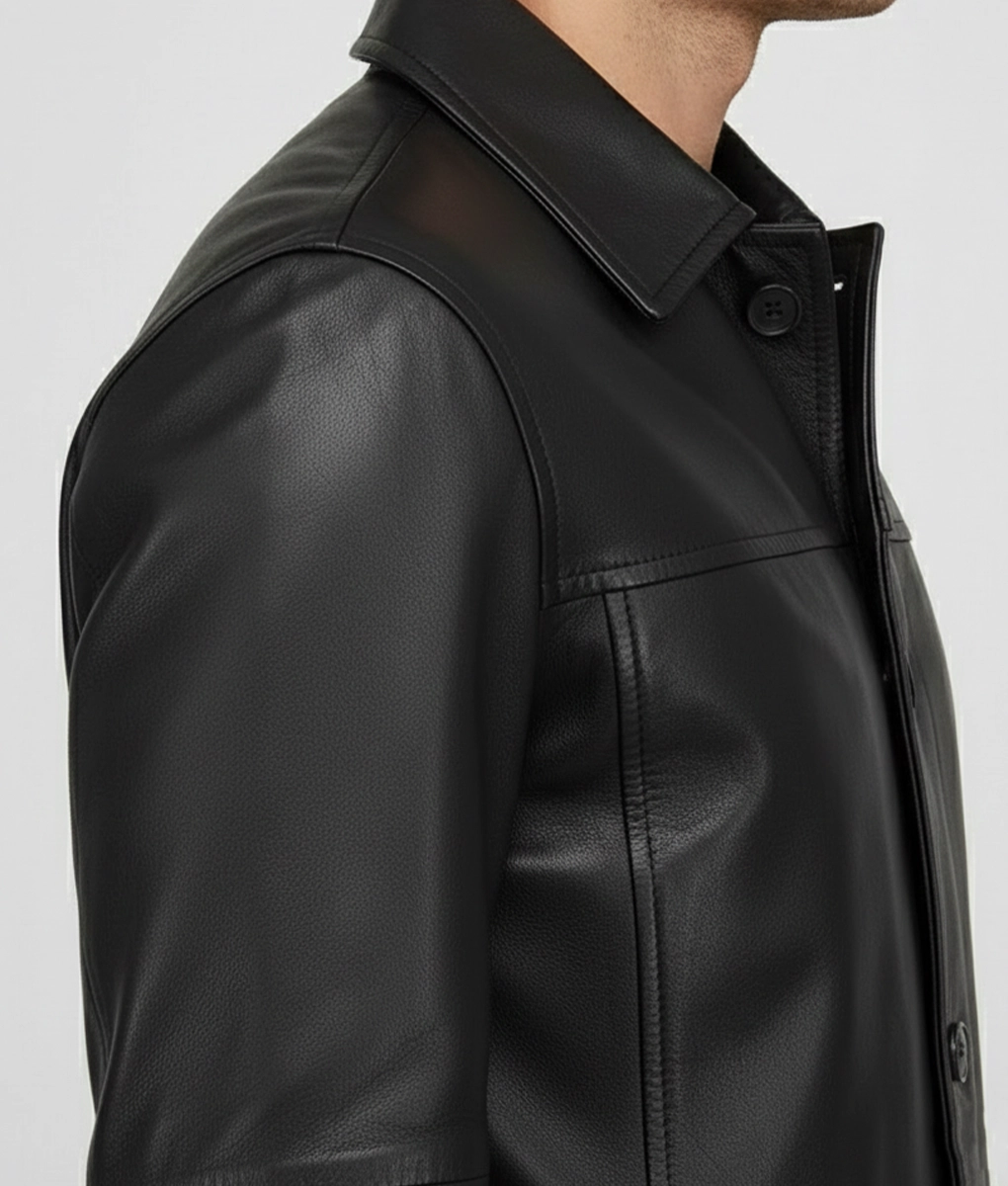 Paul Men's Black Leather Coat | Men's Black Leather Coat-1