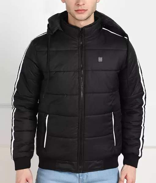 Mens Black Quilted Puffer Jacket