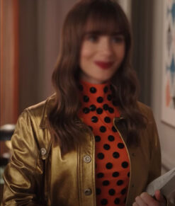 Emily Golden Coat in Emily in Paris S3
