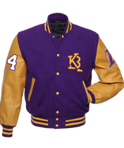 Lakers Letterman Jacket Kobe - Kobe Jacket | Men's Wool Jacket With Leather Sleeves Varsity Jacket - Front VIew