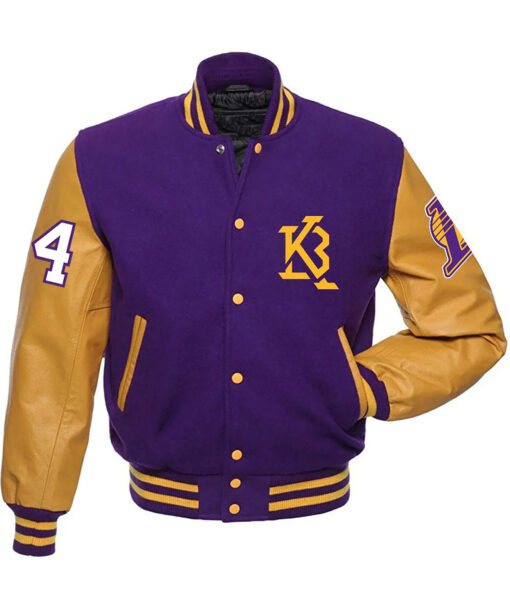 Lakers Letterman Jacket Kobe - Kobe Jacket | Men's Wool Jacket With Leather Sleeves Varsity Jacket - Front VIew