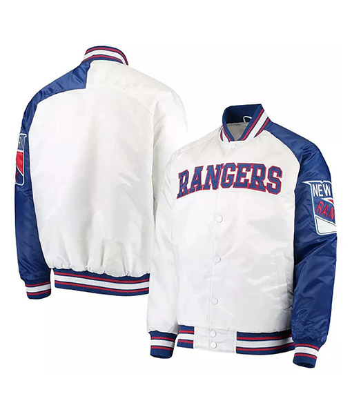 NY Rangers White Bomber Jacket