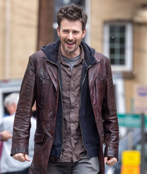 Red One Chris Evans Brown Leather Jacket - Jack O’Malley Brown Leather Jacket | Men's Leather Coat - Front View