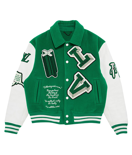 Classic Green Street Style Varsity Jacket