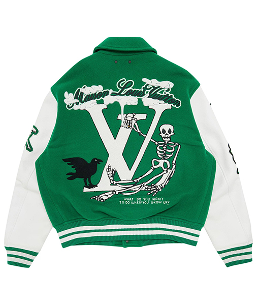 Classic Green Street Style Varsity Jacket