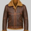 James Men's Brown B-3 Bomber Leather Jacket-Front