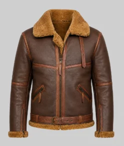 James Men's Brown B-3 Bomber Leather Jacket-Front