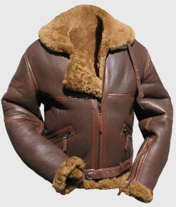 Nelson Men's Dark Brown B-3 Bomber Leather Jacket - Dark Brown B-3 Bomber Leather Jacket for Men - Front View