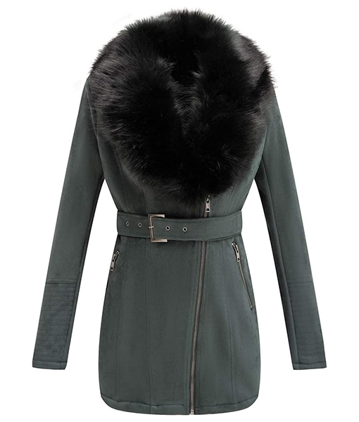 Women's Green Suede Fur Coat