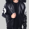 Black Leather 8 Ball Jacket-Front View