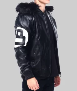 Black Leather 8 Ball Jacket-Side View