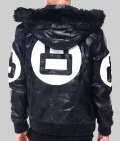 Black Leather 8 Ball Jacket-Back View
