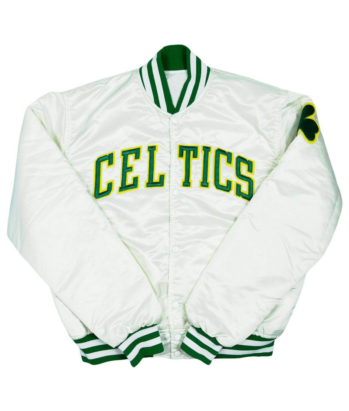 Boston Celtics White Satin Jacket