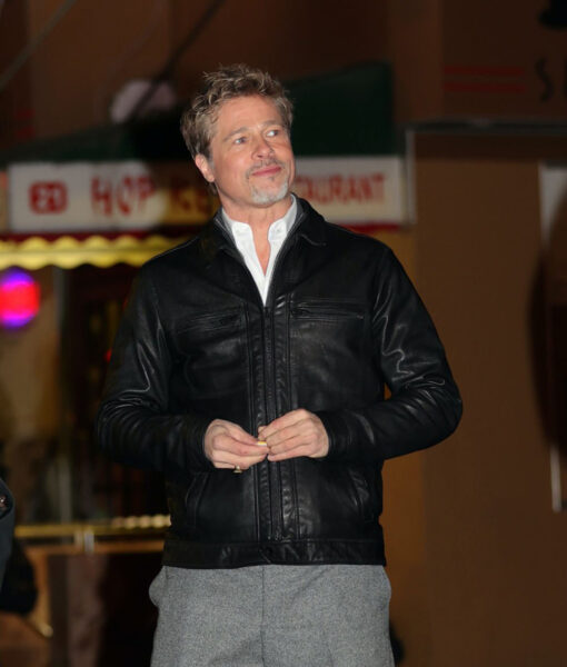Brad Pitt Wolves 2023 Leather Jacket
