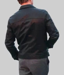 Brad Pitt Wolves Black Leather Jacket-Back View