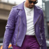 Jalen Hurts Purple Biker Jacket