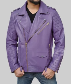 Jalen Hurts Purple Biker Jacket