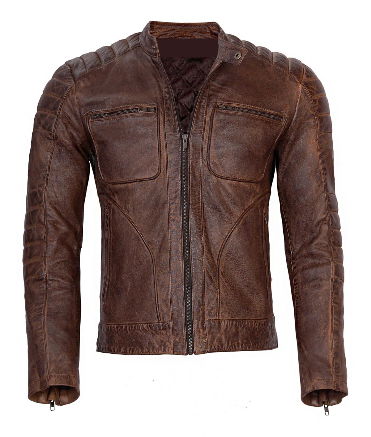 Men's Vintage Brown Cafe Racer Jacket