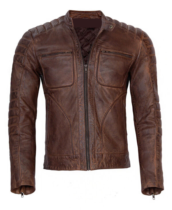 Men's Vintage Brown Cafe Racer Jacket
