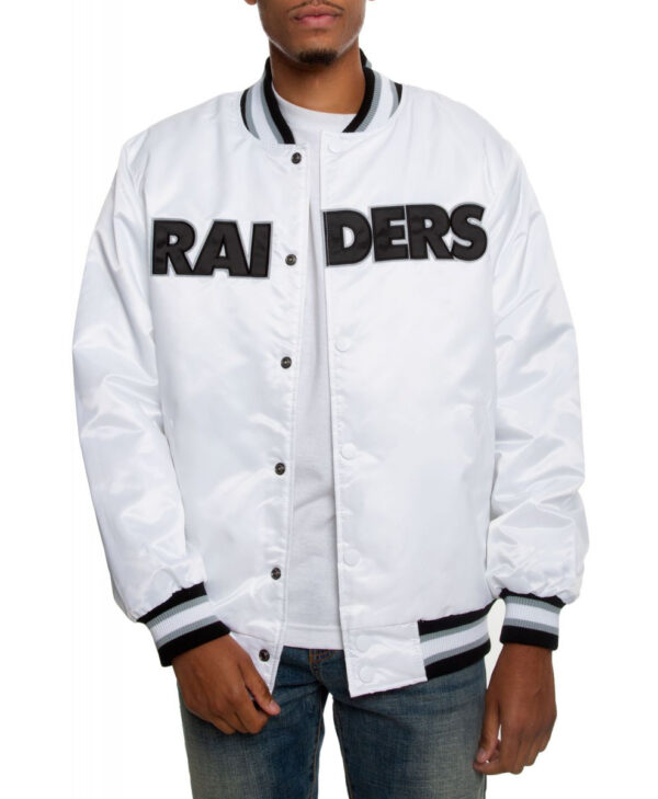 Raiders Classic White Bomber Jacket