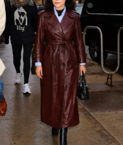 Christina Ricci Leather Duster Coat-FrontView