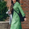 Olivia Rodrigo American Singer Green Leather Coat